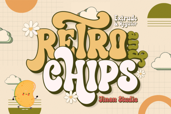Retro and Chips: A Groovy Display Font for Creative Designs